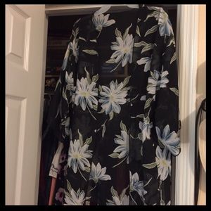 Semi sheer quarter length sleeve kimono